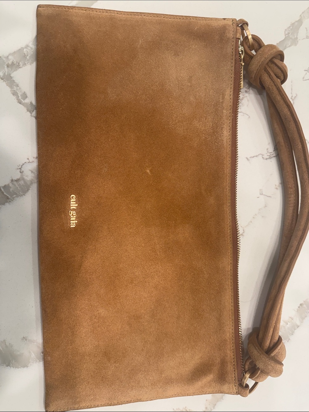 Cult Gaia Mini Hera Suede Shoulder Bag — Camel - Picture 2 of 4